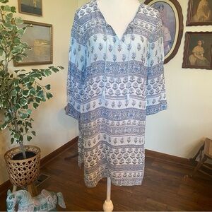 J. Jill • Blue Patterned Lightweight Swimsuit Tunic Coverup • Size M